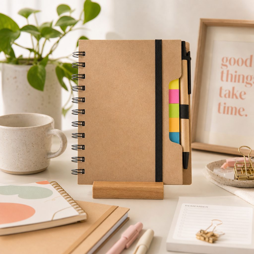 Libreta organizadora con pluma craft